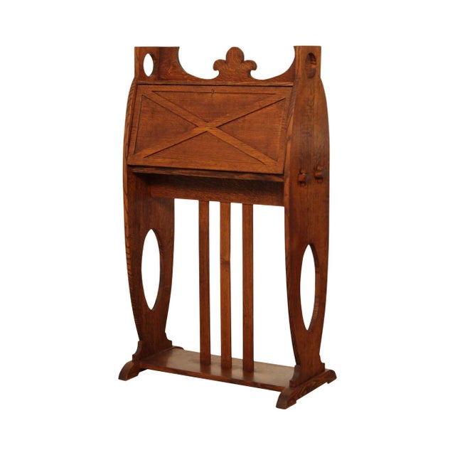 Arts & Crafts Antique Oak Drop Front Desk For Sale - Image 13 of 13