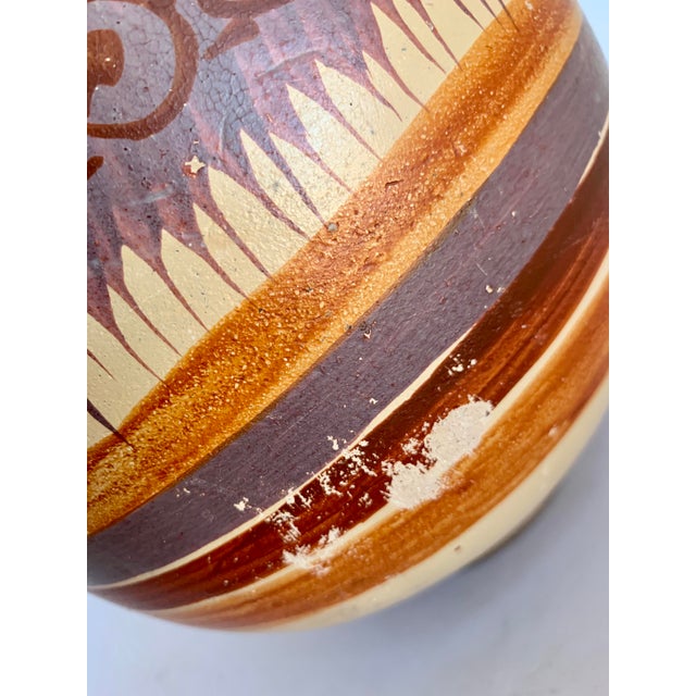 Vintage Late 20th Century Hand Painted Rustic Mexican Folk Art ‘Hidalgo’ Style Pottery Pitcher/Vase For Sale - Image 11 of 12