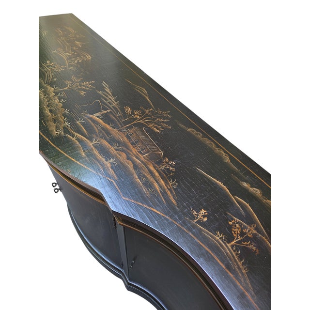 1990s Ethan Allen Vivianne Serpentine Console Buffet Sideboard Credenza Chinoiserie For Sale - Image 13 of 18