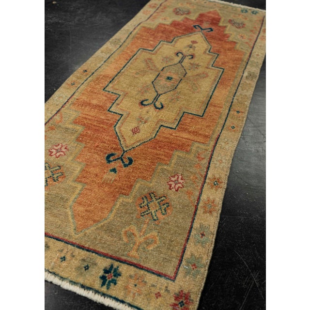 Textile Turkish Mini Rug Oriental Hand Knotted Vintage Rug 1'6" x 3'7" #21147 For Sale - Image 7 of 8