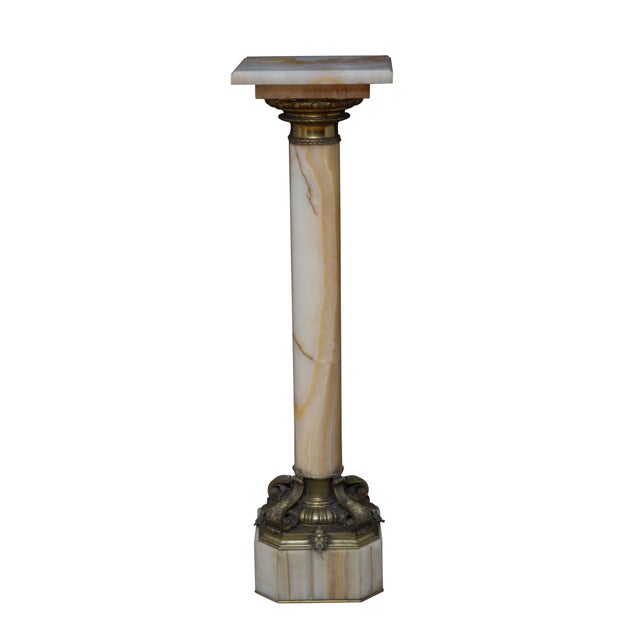 Antique French Onyx Marble Columns with Ormolu Collars, 1870, Set of 2 For Sale - Image 16 of 18
