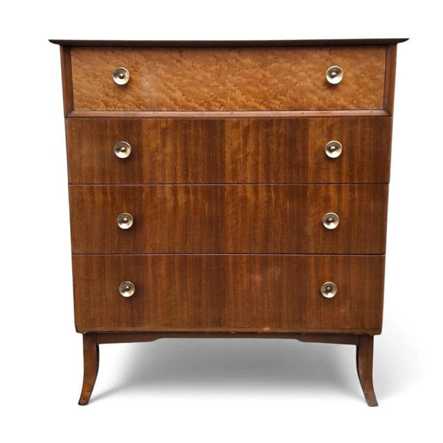 Brown Mid-Century Tallboy Chest of Drawers in Walnut and Maple, 1950s For Sale - Image 8 of 8