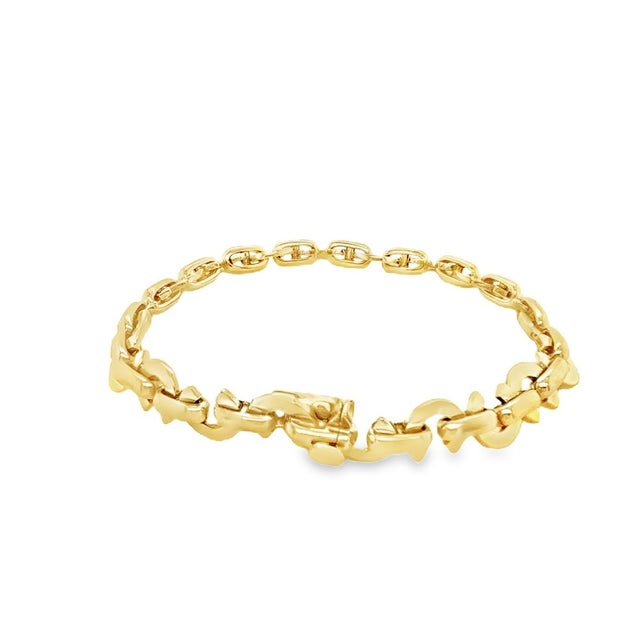 Mid 20th Century Mid 20th Century Chanel 18k Yellow Gold Bracelet Iconic C Logo Links 7" For Sale - Image 5 of 10