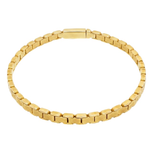 14k Yellow Gold Men's Solid Link Chain Bracelet For Sale