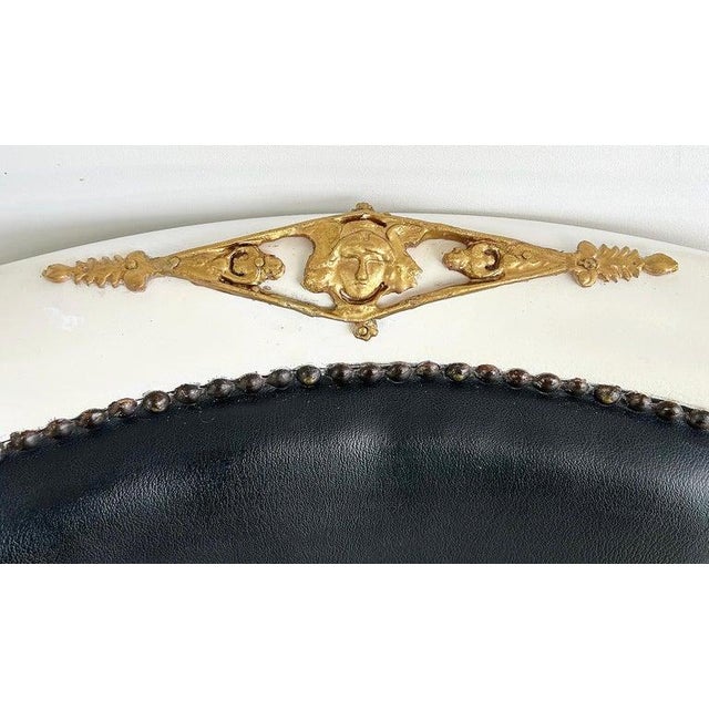 1850s French Empire Armchairs, Fine Gilt Bronze Mounts, Painted and Upholstered For Sale - Image 4 of 17