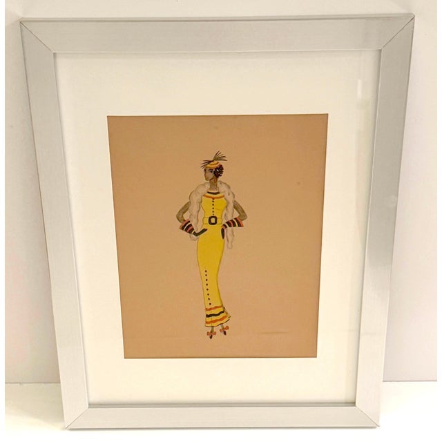 Modern Mid 20th Century Wayne Benter Jung, Fashion Sketch of Josephine Baker, Post WWII For Sale - Image 3 of 17