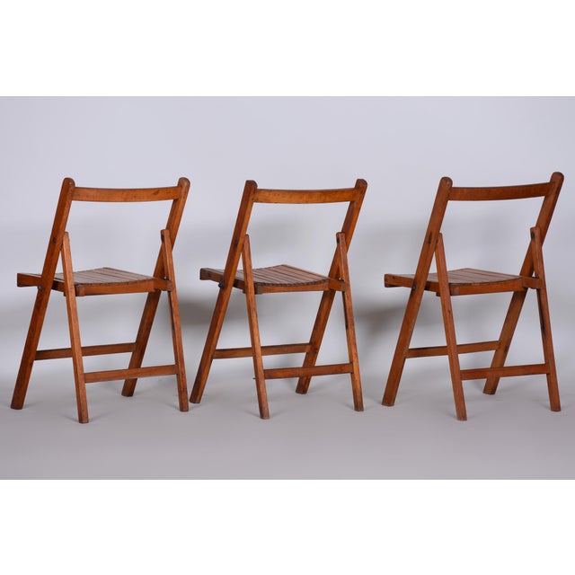 Mid-Century Beech Folding Chairs, 1950s, Set of 3 For Sale - Image 15 of 15