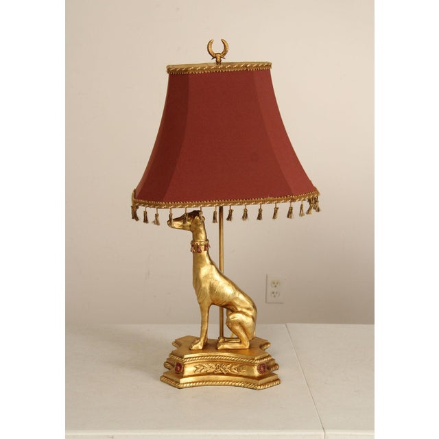 Late 20th Century Egyptian Revival Gilt Greyhound Table Lamps - a Pair For Sale - Image 18 of 18