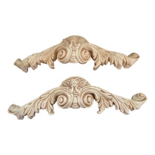 Mid 20th Century Architecture Pediment French Rococo Wall Hanging- a Pair For Sale