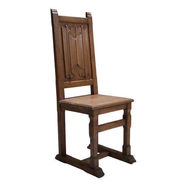 Vintage Sculptural French Oak Chair, 1930s For Sale