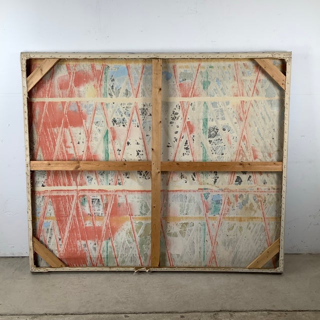 Late 20th Century Large Contemporary Architectural Abstract Painting, 70x59 For Sale - Image 5 of 12