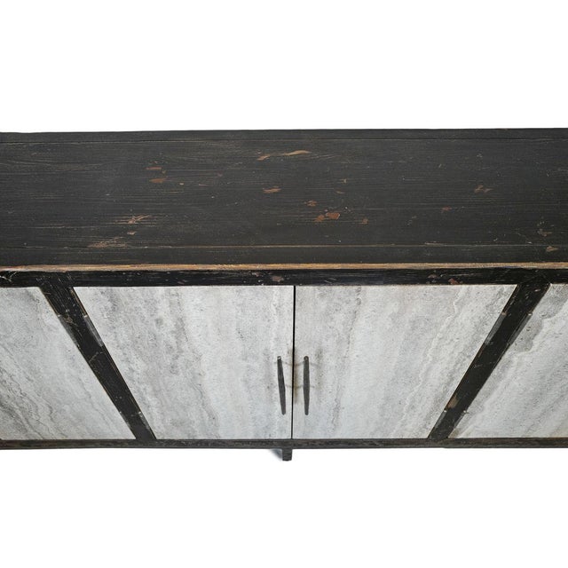 Beautiful natural grey marble faced doors with salvaged old pine wood frame. Attractive modern shape with simple lines...