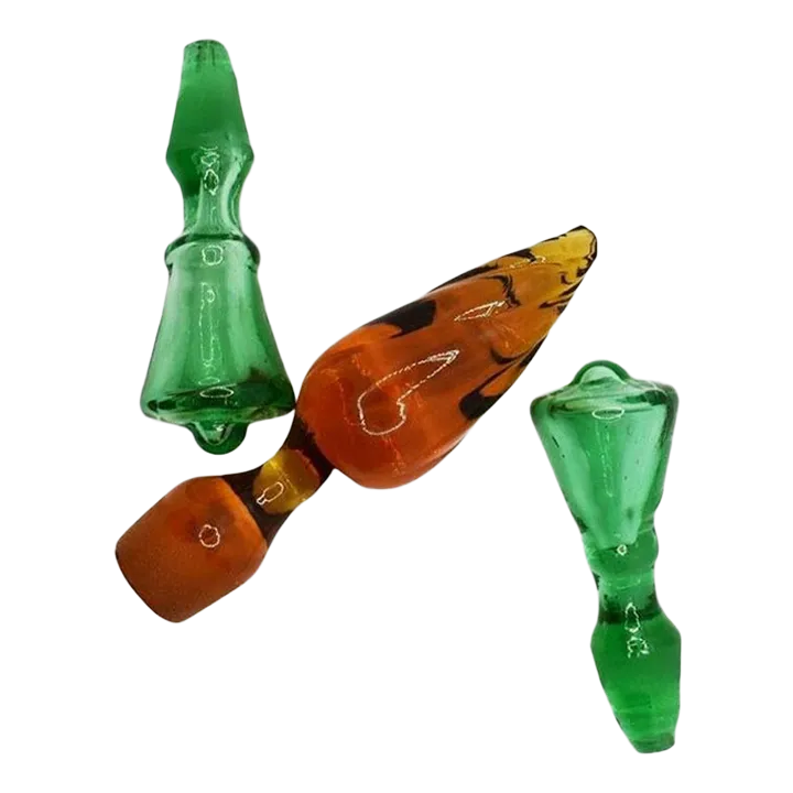 Vintage Hand-Blown Glass Wine Decanter Bottle Stoppers in Green and Brown -  Set of 3 | Chairish