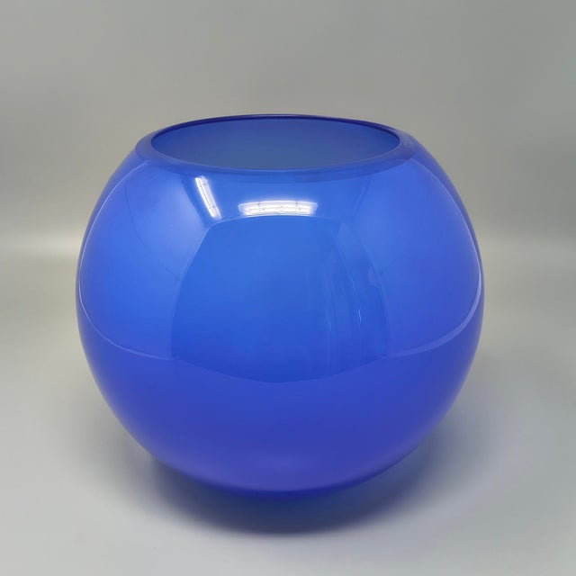 Mid-Century Modern Mid-Century Blue Vase by Ind. Vetraria Valdarnese, Italy, 1970s For Sale - Image 3 of 7