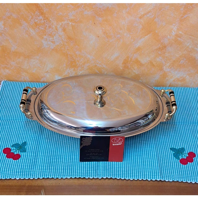 Stainless Steel and Gold Tray from Giorinox, 1985 For Sale - Image 4 of 10