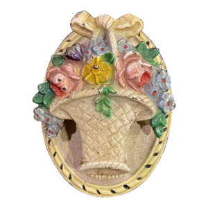 Vintage Cast Iron Floral Basket Door Knocker