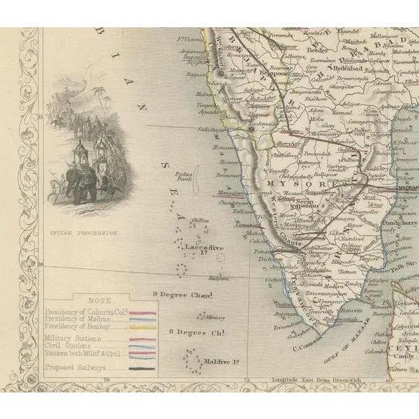Map of India with Cultural and Natural Vignettes, 1851 For Sale - Image 3 of 6