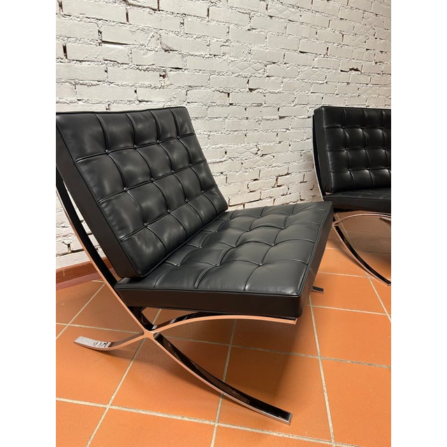Barcelona Chairs by Mies van der Rohe for Knoll, 2010, Set of 2 For Sale - Image 6 of 9