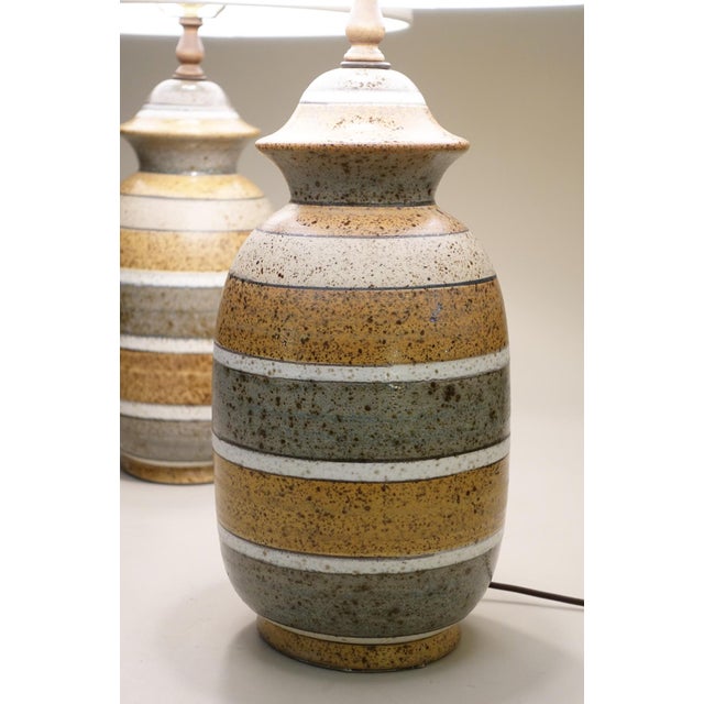 1960s Modern Ginger Jar Ceramic Art Pottery Table Lamps Bruno Gambone Italy - a Pair For Sale In Los Angeles - Image 6 of 10