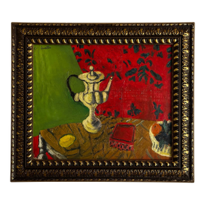 Vintage 1961 Still Life Oil Painting in the Manner of Matisse by John Aiello