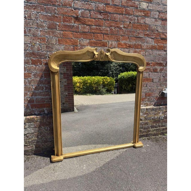 Large Antique English Top Gilt Overmantle Mirror For Sale - Image 6 of 6