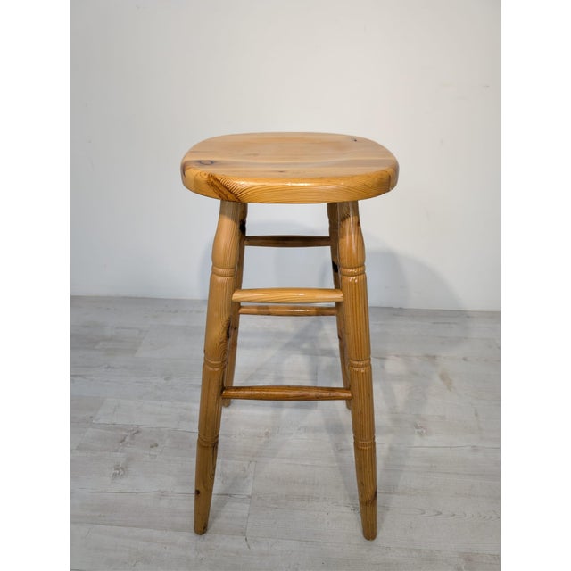 Wood Vintage Bar Stool in Pine, 1960s For Sale - Image 7 of 14