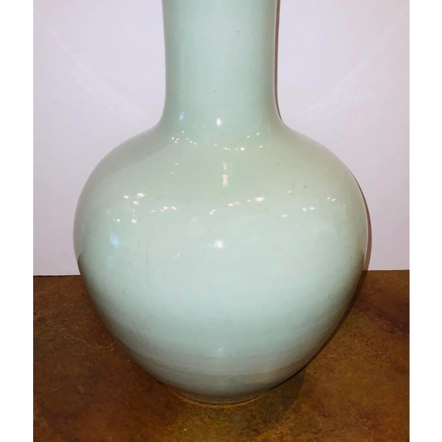 Stylish Modern Large Mint Green Glaze Porcelain Globular Vase, showroom floor sample