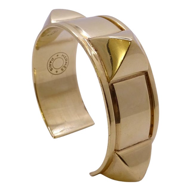 Gold-Plated Clou Médor Open Bracelet from Hermès, France, 1990s For Sale