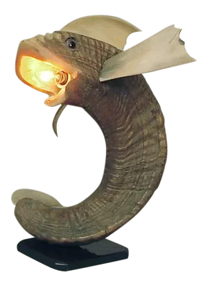 1930s French Ram’s Horn Table Lamp as Flying Fish