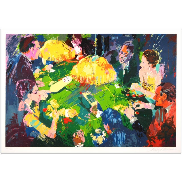 Modern Late 20th Century Chemin De Fer Modern Yellow Serigraph LeRoy Neiman For Sale - Image 3 of 7