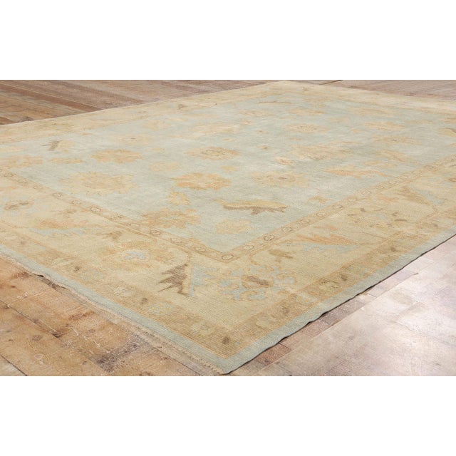 Vintage Modern Celadon Turkish Oushak Rug - 09'02 X 12'00 For Sale - Image 9 of 10