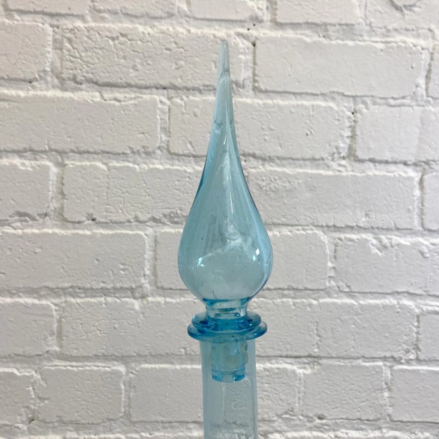 1960s Vintage Tall Light Blue Italian Decanter 27”H x 6“D