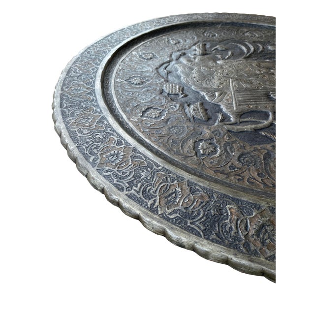 Metal Vintage Persian Charger Plate For Sale - Image 7 of 10