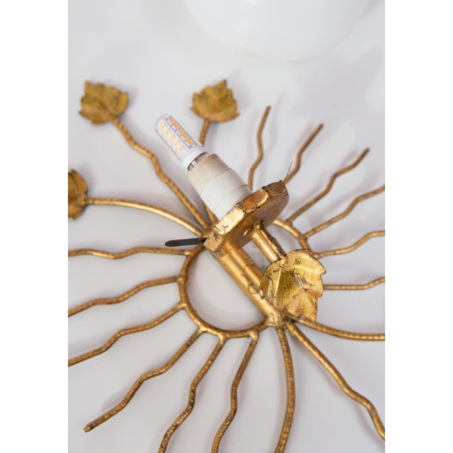 Gold Italian Metal Wall Sconce, 1970 For Sale - Image 8 of 9