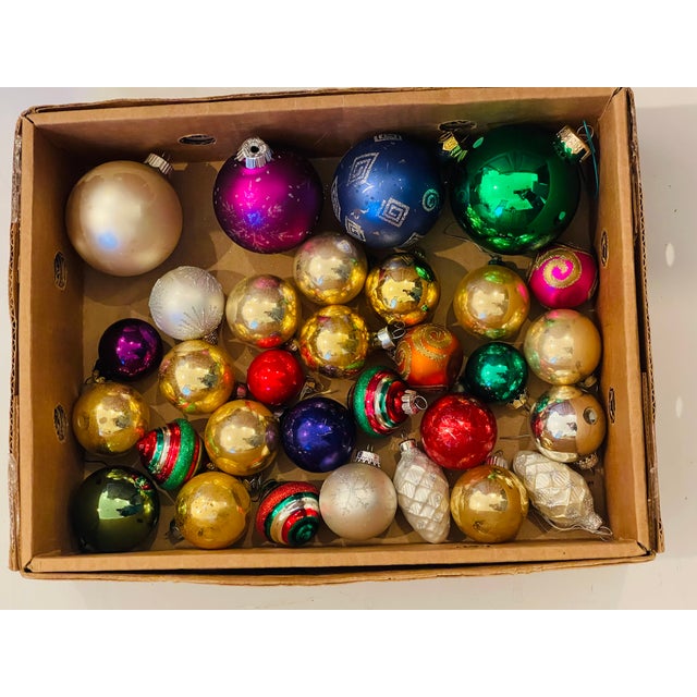 Lot of 1950 th vintage American Shiny Bright Marcury glass multi colored confetti Christmas ornaments.