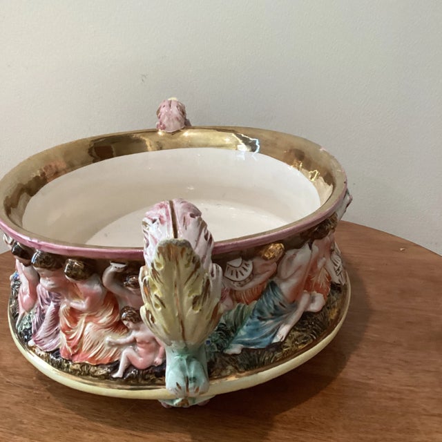 Capodimonte Antique Porcelain Majolica Capodimonte Art Pottery Centerpiece Italy For Sale - Image 4 of 12