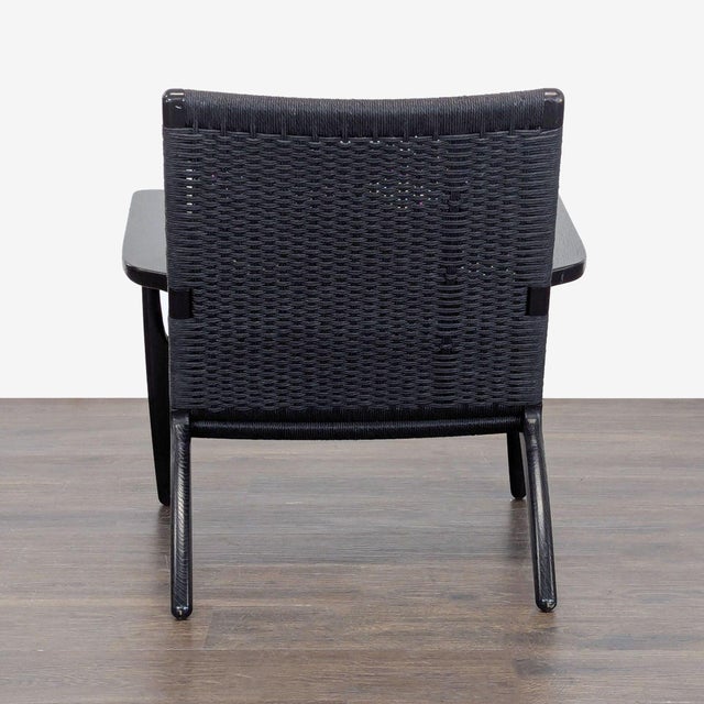 2010s Carl Hansen & Son Ch25 Modern Black Woven Lounge Chair by Hans J. Wegner For Sale - Image 5 of 8