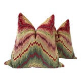 Pierre Frey “Budapest” in Carmine Carved Velvet Pillows - a Pair For Sale