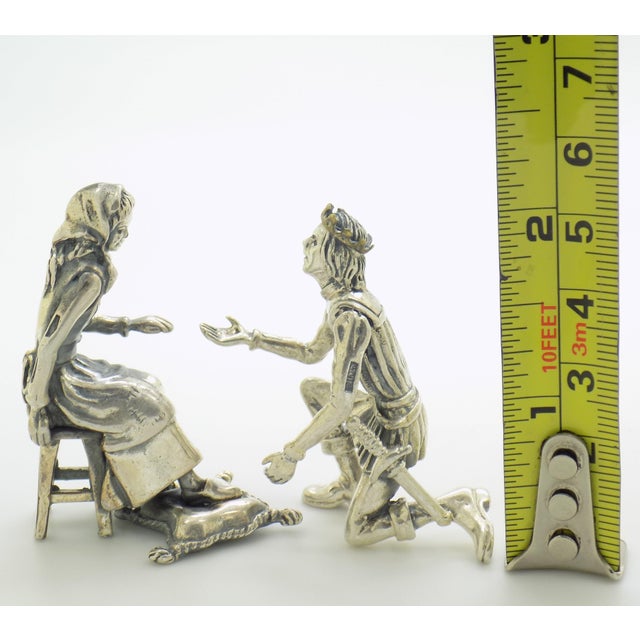 Vintage Italian Handmade Genuine Silver Cinderella and Prince Figurines Arezzo Tuscany 800 Continental Silver Rare Pair Fairy Tale Decor For Sale - Image 13 of 13