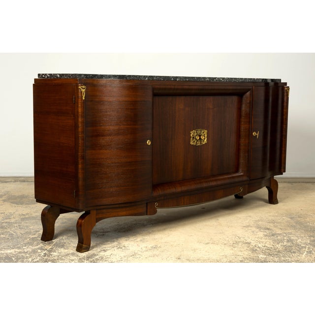 1930s French Art Deco Rosewood Sideboard With Black Marble Top For Sale - Image 16 of 18