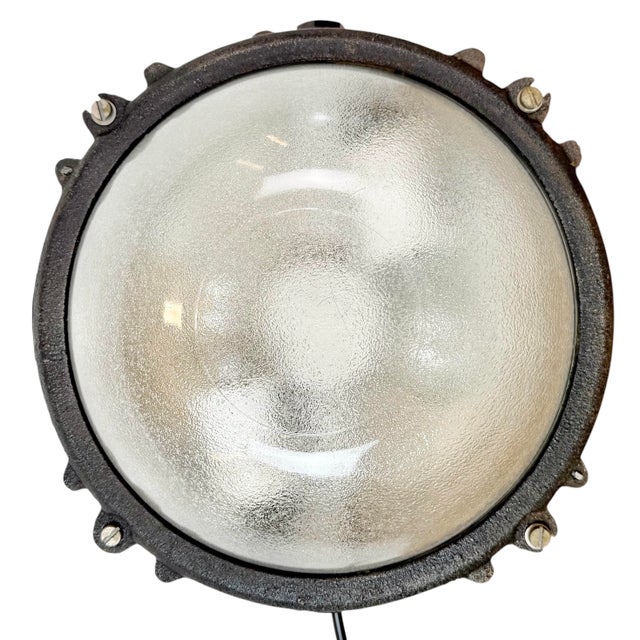 Industrial Black Cast Iron Ceiling Light from Elektrosvit, 1960s For Sale - Image 15 of 15