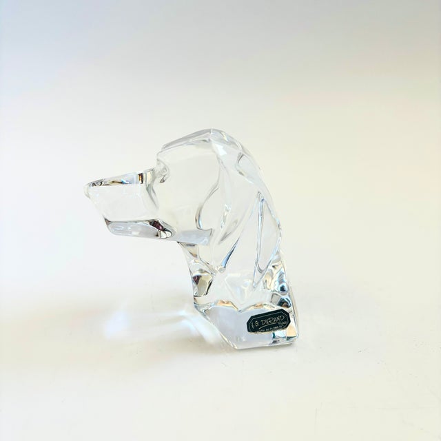 Durand Crystal Dog Head Paperweight by Jg Durand, France For Sale - Image 4 of 9