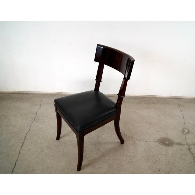 A. Rudin Hollywood Regency Leather Klismos Side Chair by Mirak For Sale - Image 4 of 12