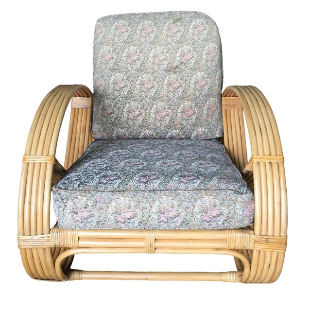 Yellow 1940s Restored Five-Strand Round Full Pretzel Rattan Sofa & Lounge Living Room, 4 Pieces For Sale - Image 8 of 15