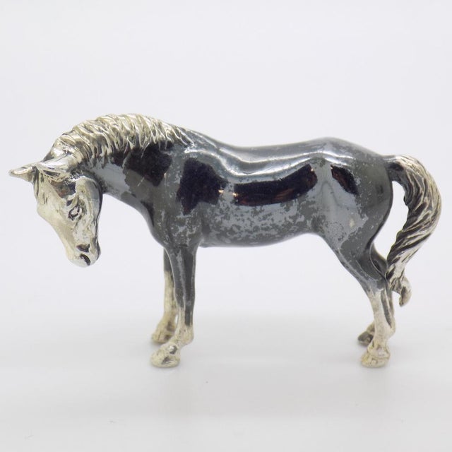 Vintage Italian Handmade Genuine Silver Saturno Branded Darkened Horse Figurine, 1980s For Sale - Image 13 of 13
