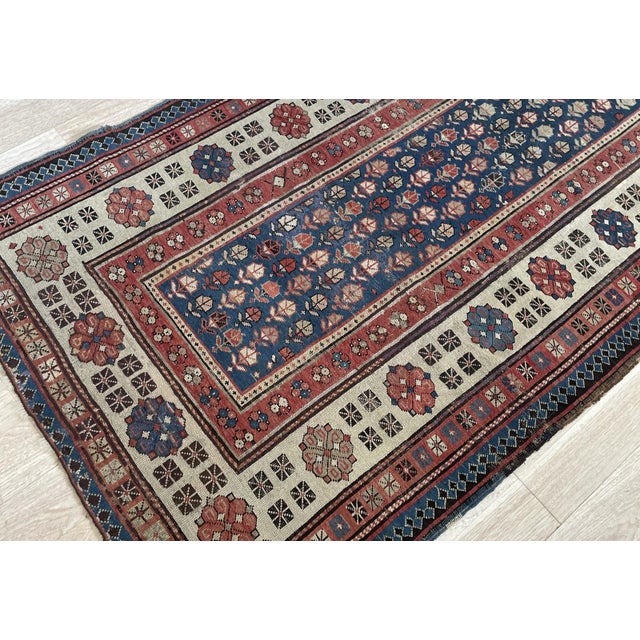 Antique Caucasian Talish Wool Rug, Indigo Field & Wide Border, C. 1880s — 3'7" × 7'4" For Sale - Image 9 of 9