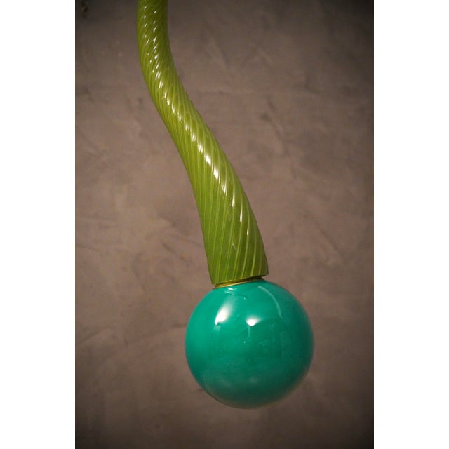 Mid-Century Modern Green Murano Glass and Brass Pendant, 1960 For Sale - Image 3 of 12