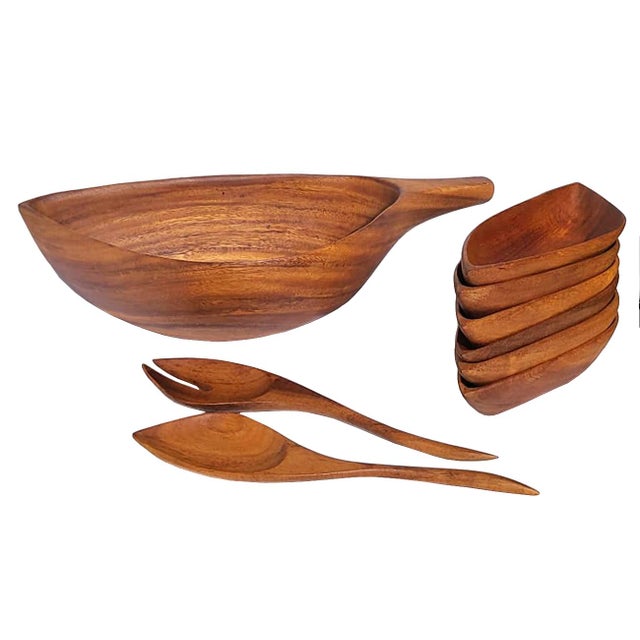 Mid-Century Modern Mid 20th Century Wood Bowls and Serving Utensils by Arthur Umanoff, Set of 9 For Sale - Image 3 of 10
