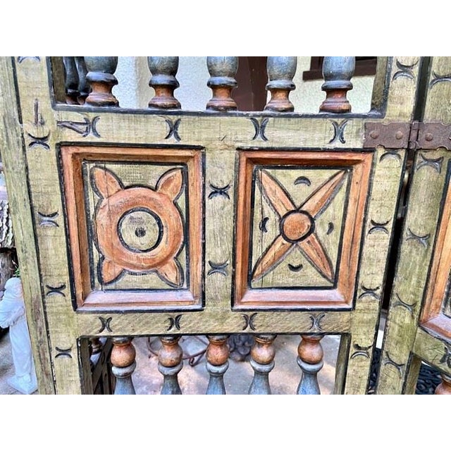 Spanish Extraordinary Antique Painted 18th Century Spanish Colonial Room Divider From Mexico For Sale - Image 3 of 8