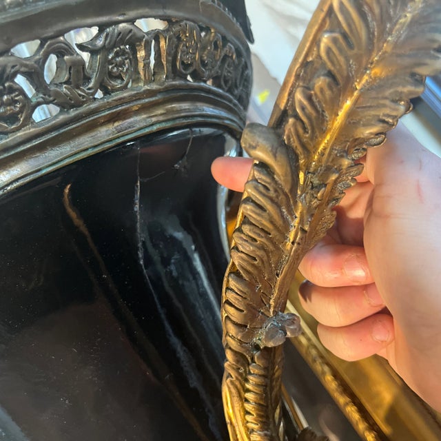 Black and Bronze Floor Vase in the Style of Italian Baroque For Sale - Image 9 of 13